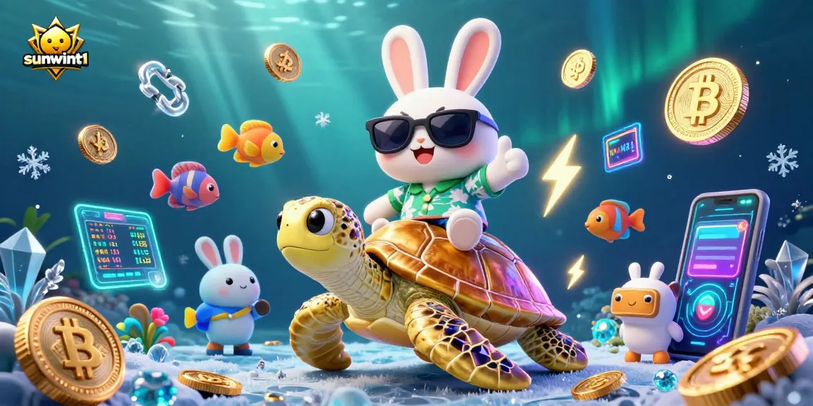 Experience the excitement of sunwint1 with a lucky rabbit enjoying casino-themed underwater adventure.