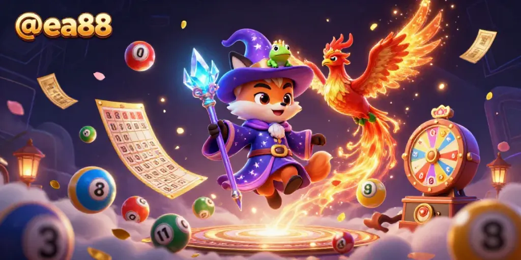 Play exciting games at @ea88 with vibrant lottery balls and magical characters!